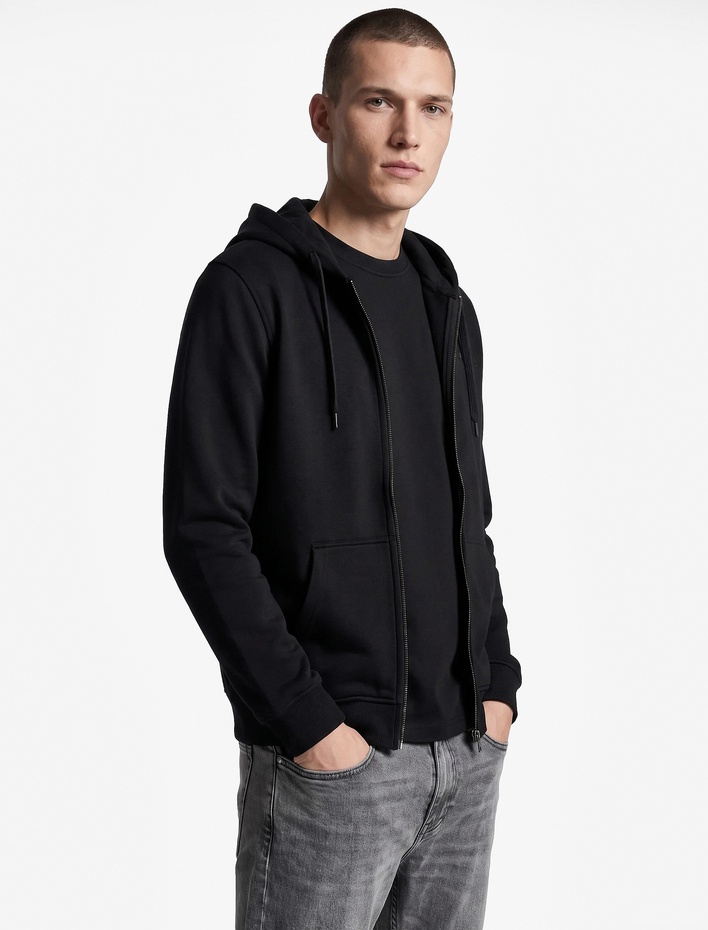  Şardonlu Regular Fit Kapüşonlu Fermuarlı Uzun Kollu Kanguru Cepli Sweatshirt