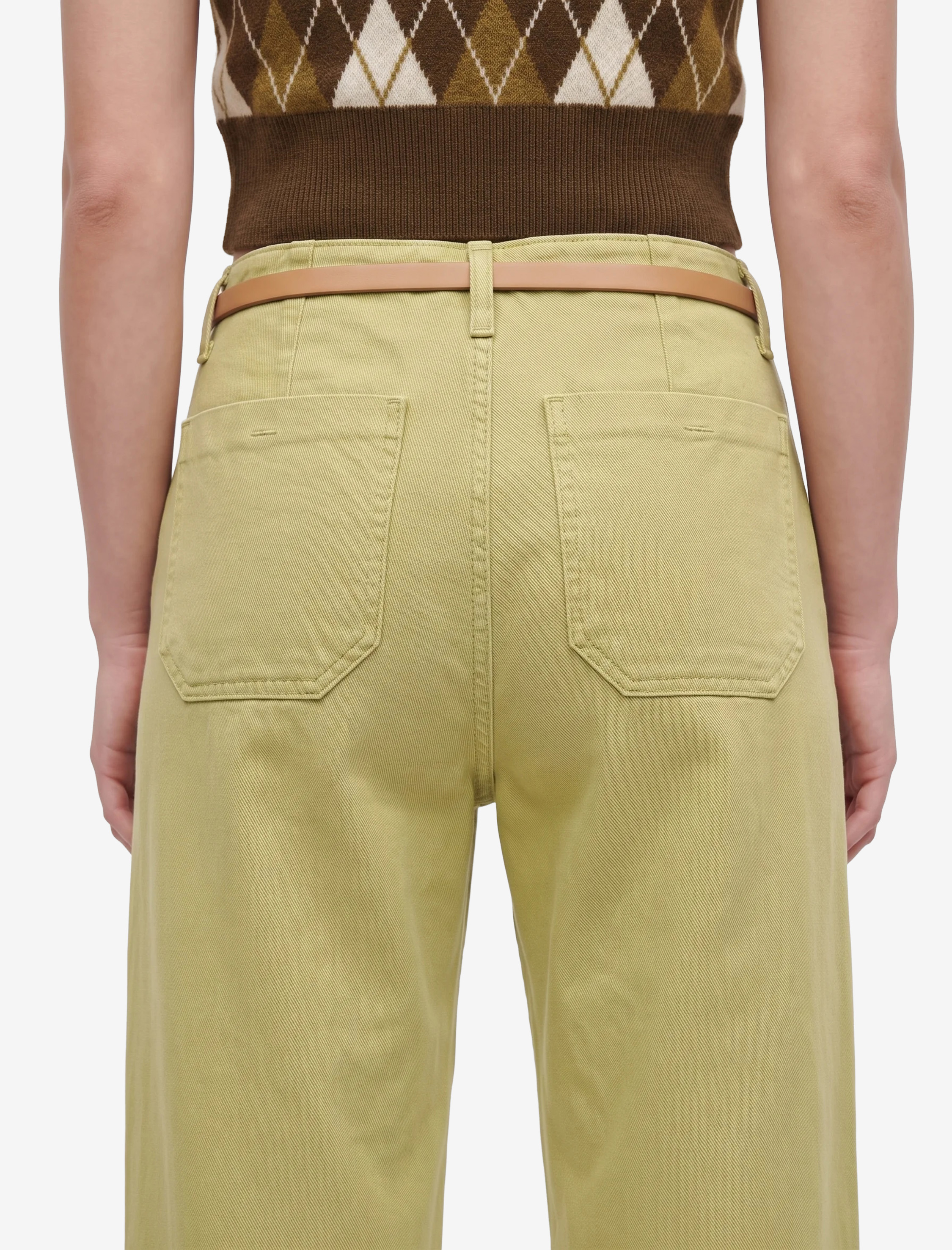   Pamuklu Geniş Paça Kemerli Crop Pantolon - Wide Leg Jeans