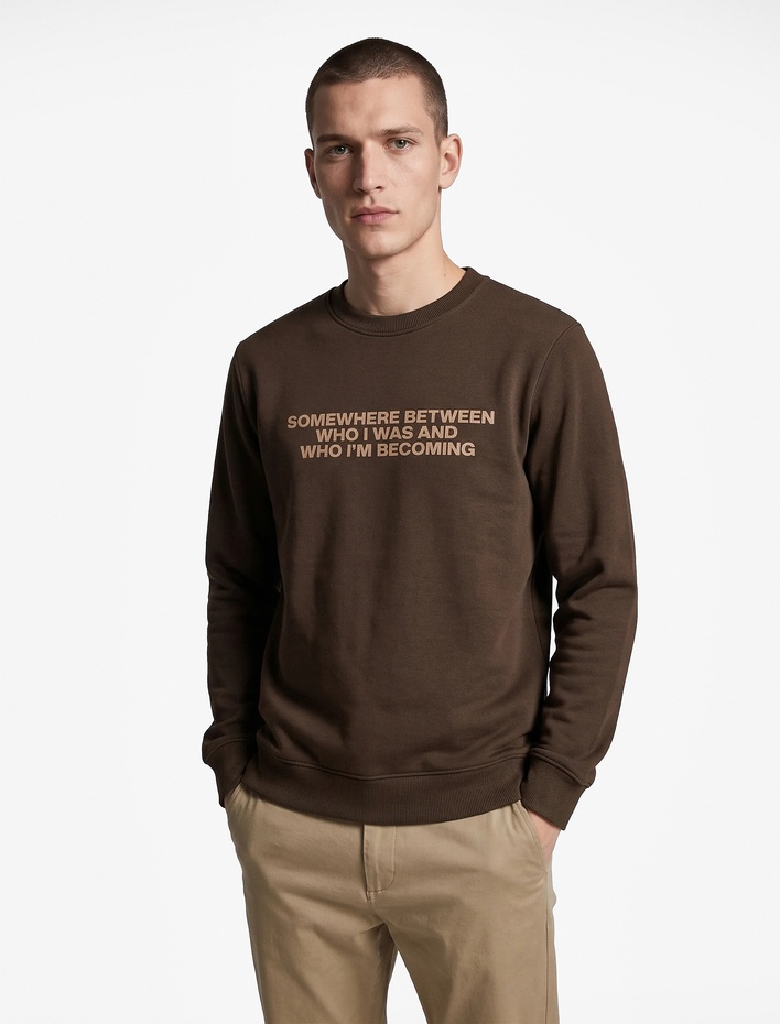  Uzun Kollu Üç İplik Şardonlu Bisiklet Yaka Baskılı Sweatshirt