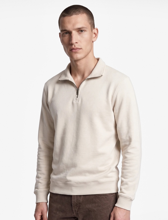 Şardonlu Regular Fit Uzun Kollu Fermuarlı Yaka Sweatshirt