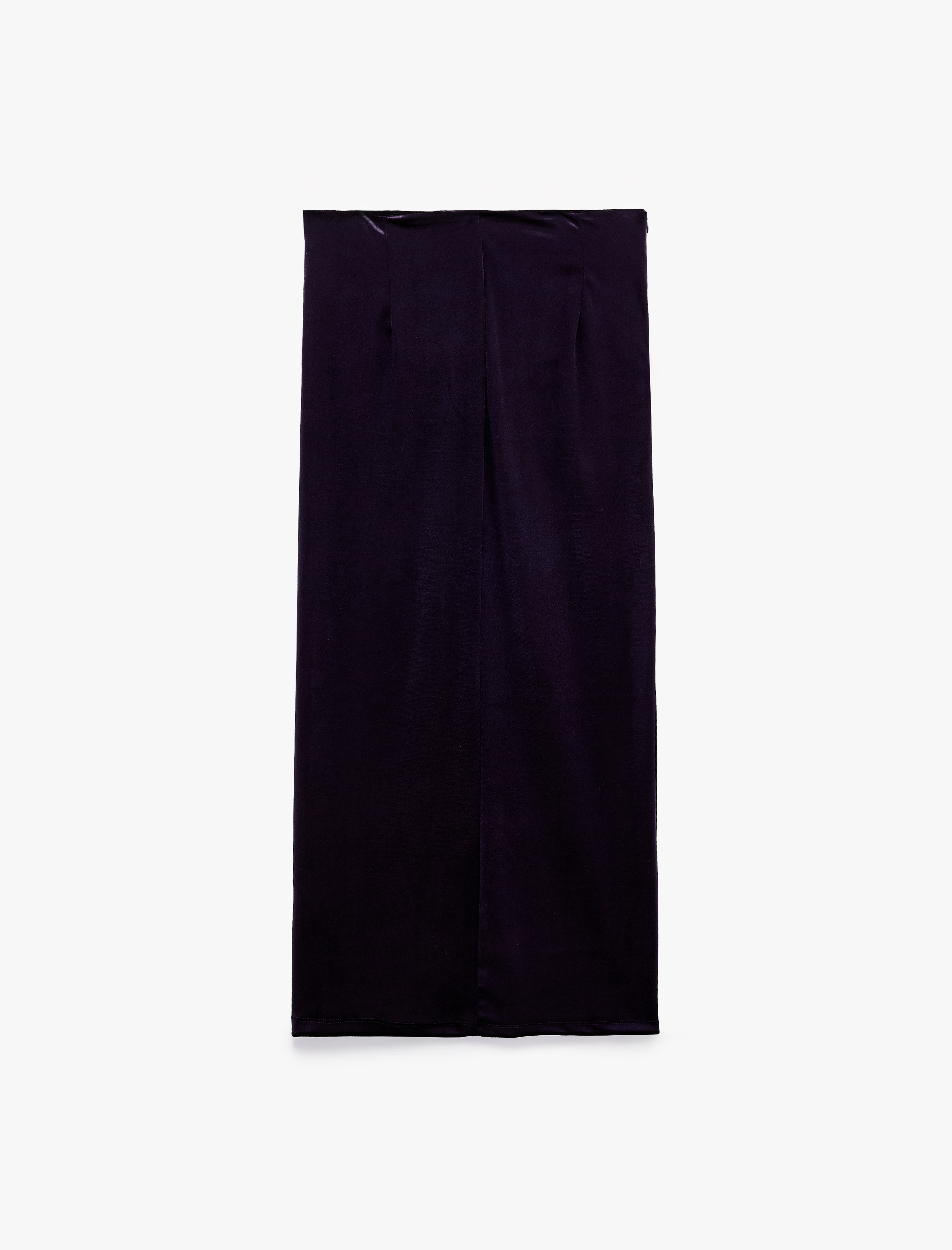   Slim Fit Aksesuarlı Yırtmaçlı Kruvaze Kadife Anvelop Midi Etek
