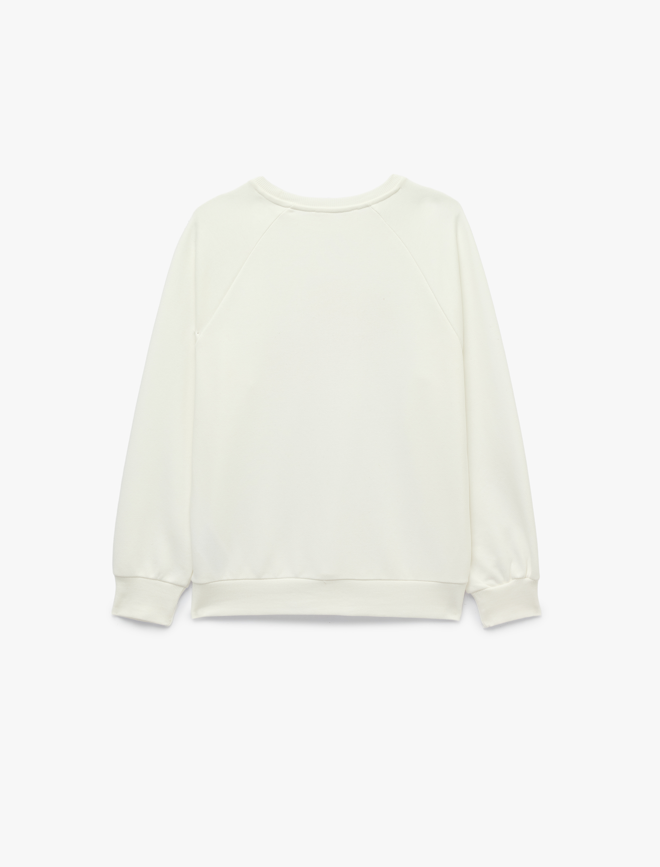   Pamuklu Bisiklet Yaka Uzun Kollu Kalp Baskılı Sweatshirt