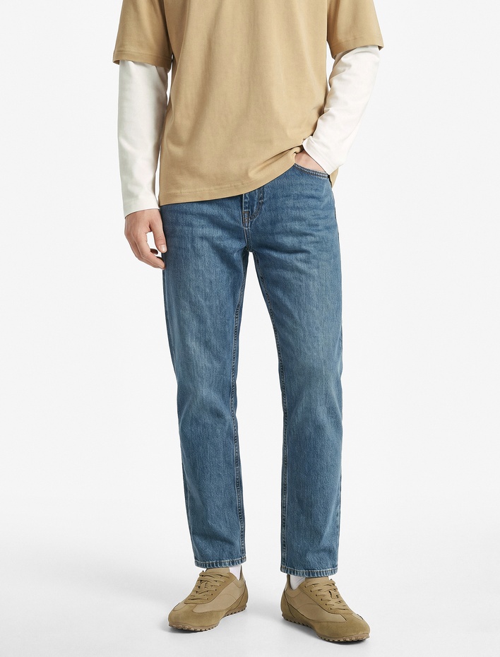  Normal Bel Cepli Pamuklu Straight Fit Jean Pantolon - Mark Jean