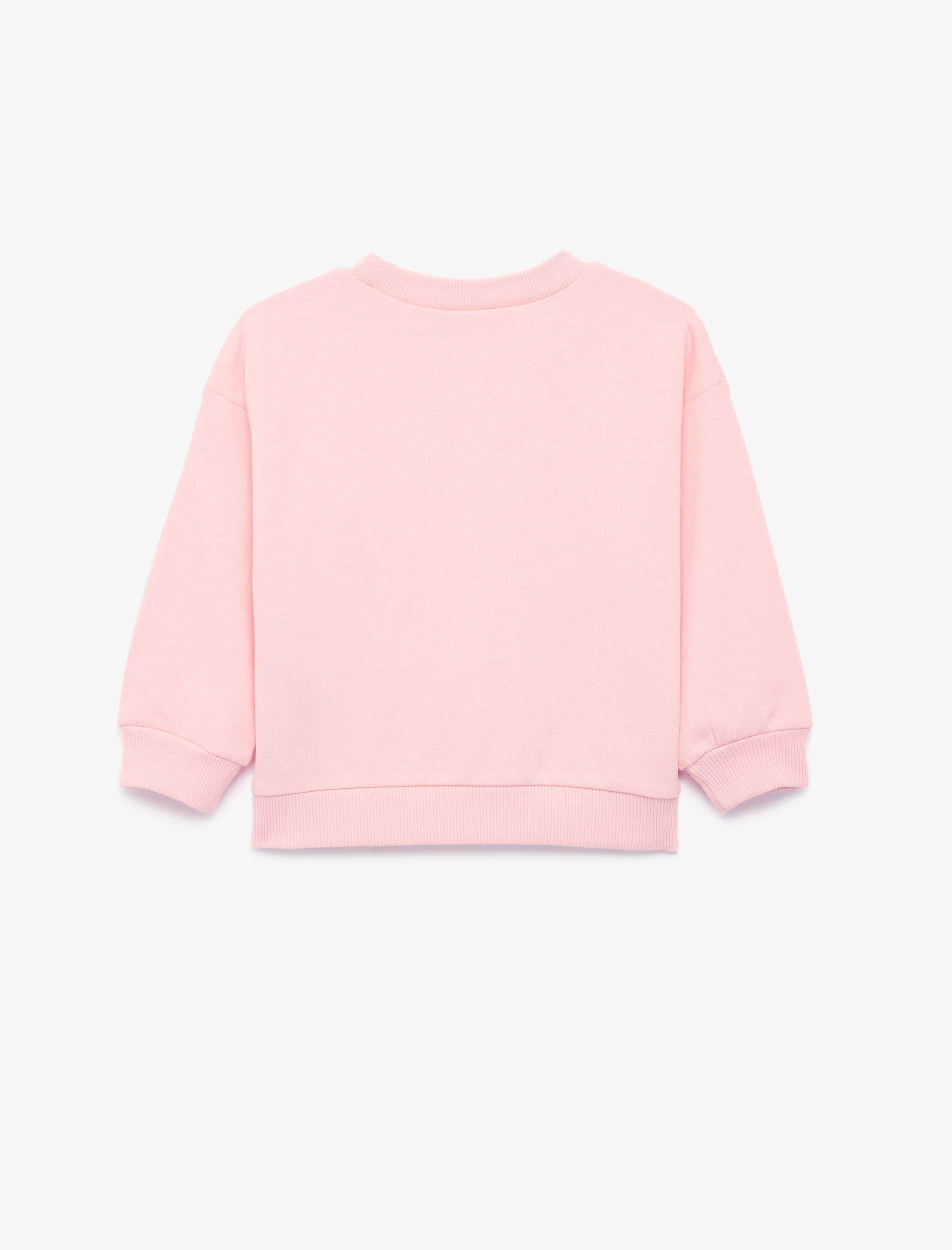 Kız Bebek Pamuklu Bisiklet Yaka Uzun Kollu Şardonlu Fiyonklu Sweatshirt