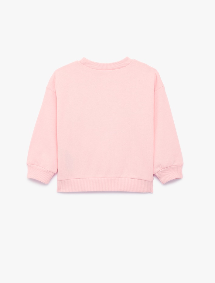 Kız Bebek Pamuklu Bisiklet Yaka Uzun Kollu Şardonlu Fiyonklu Sweatshirt
