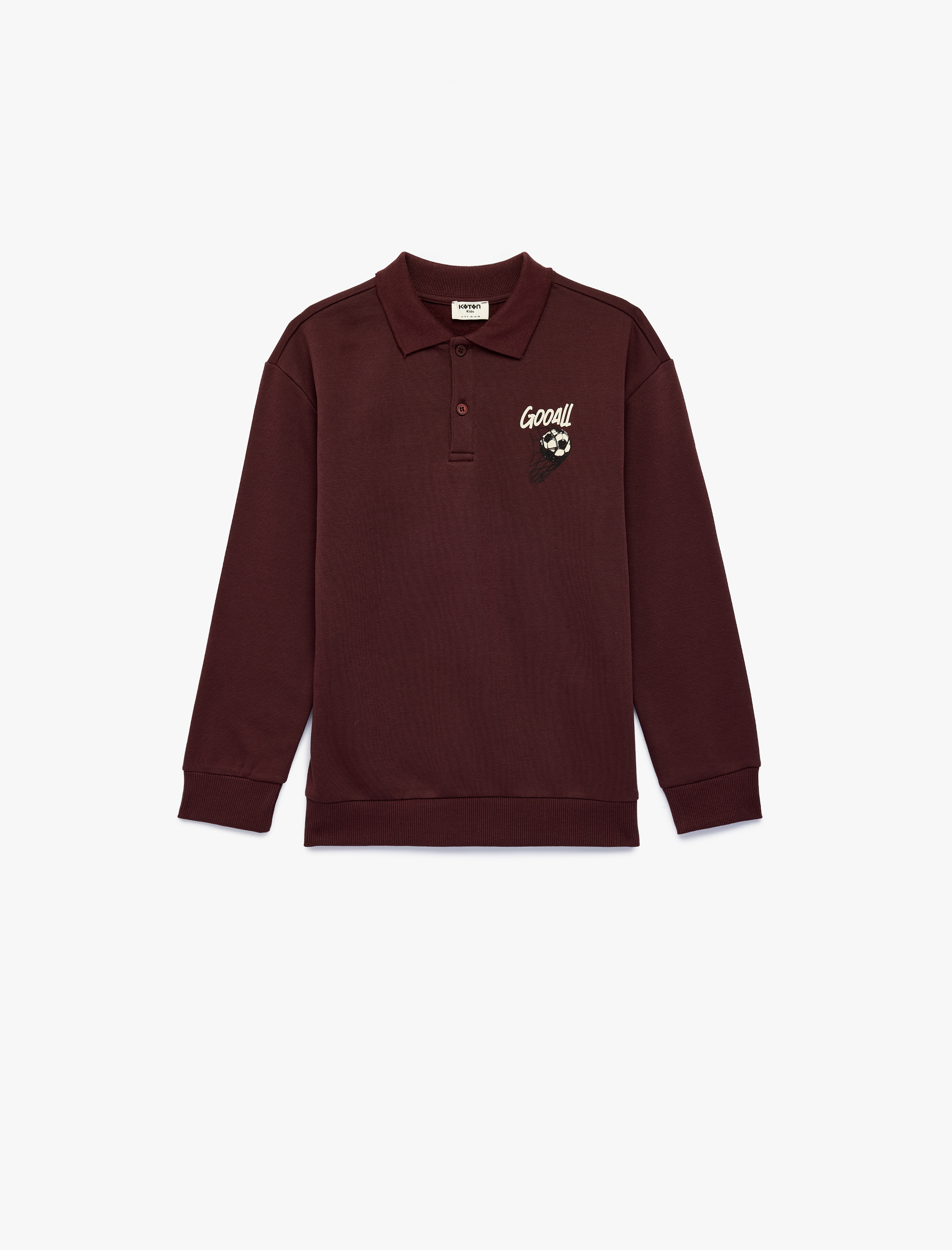  Erkek Çocuk Baskılı Şardonlu Uzun Kollu Regular Fit Polo Yaka Sweatshirt