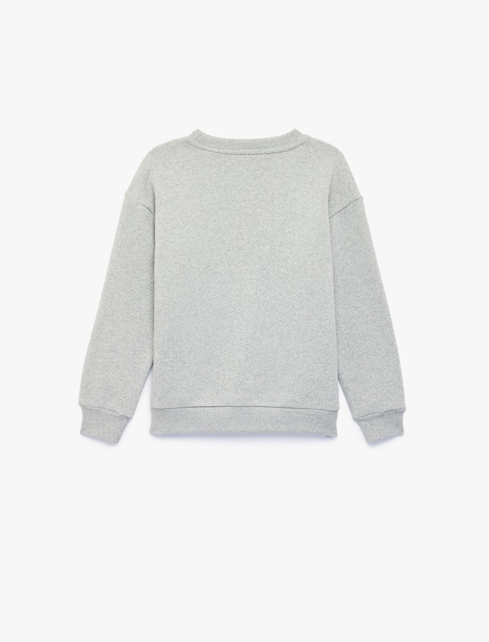 Erkek Çocuk Uzun Kollu Bisiklet Yaka Şardonlu Baskılı Sweatshirt