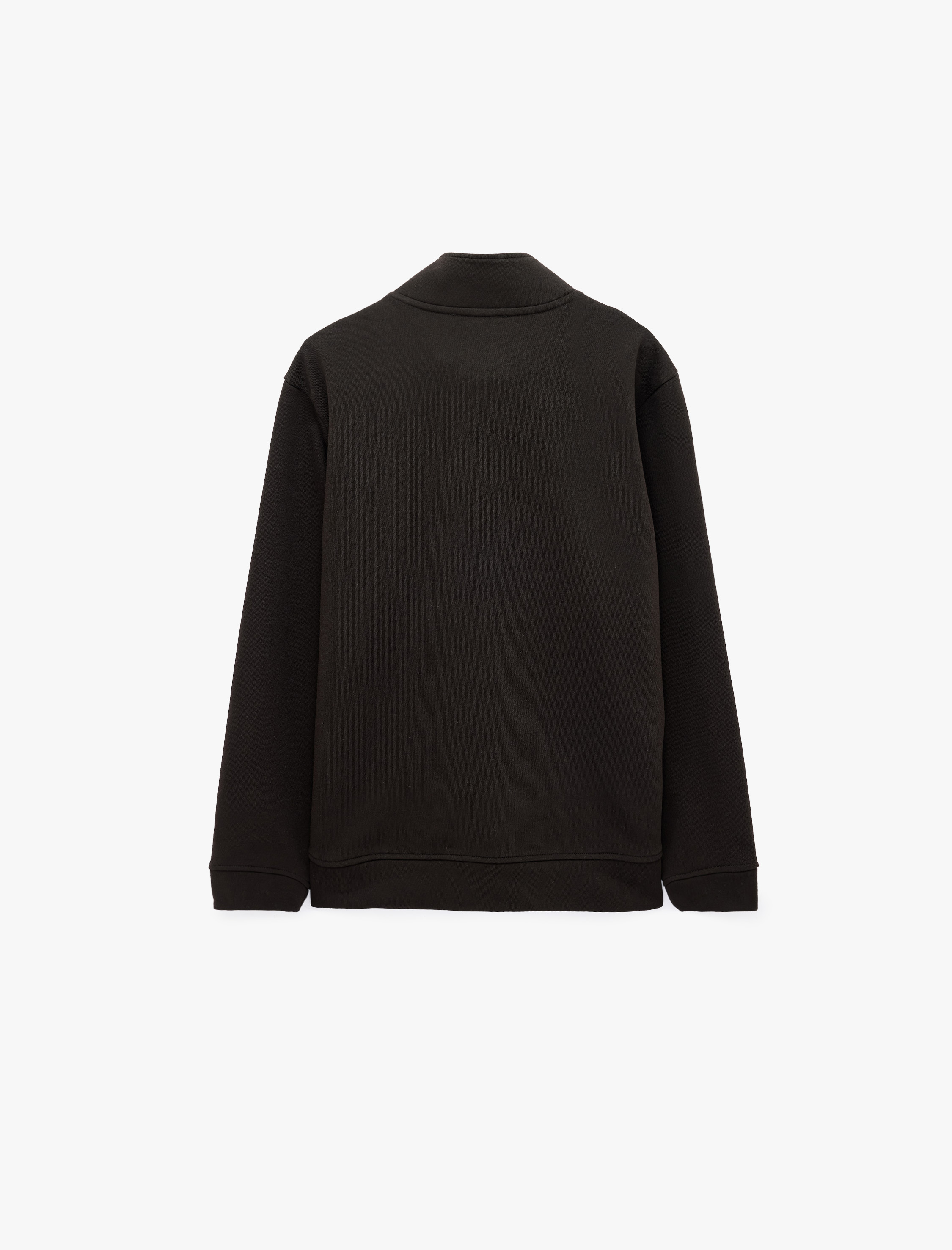   Uzun Kollu Üç İplik Şardonlu Pamuklu Yarım Fermuarlı Sweatshirt