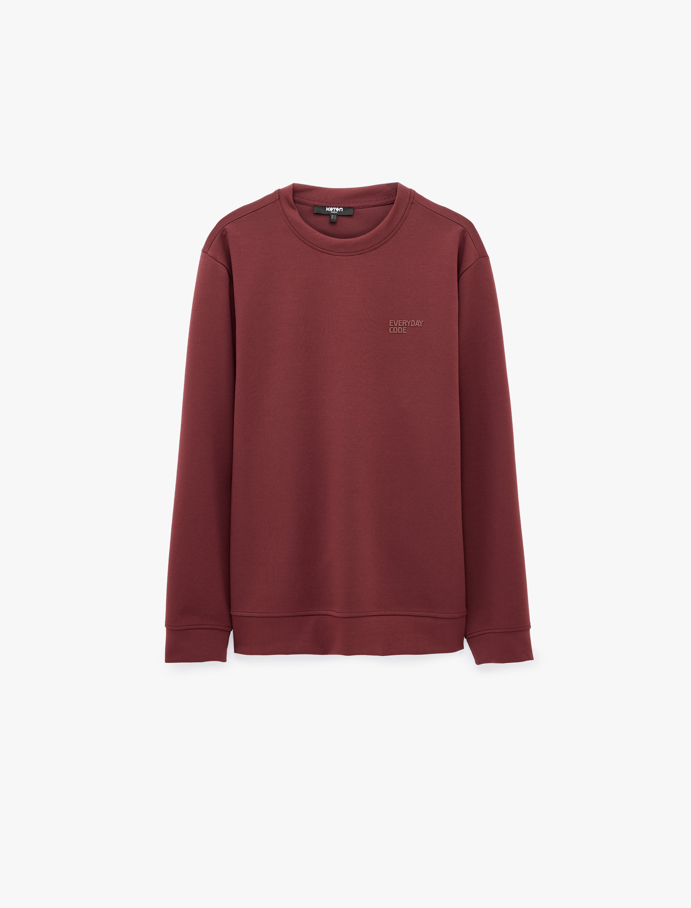   Üç İplik Şardonlu Uzun Kollu Bisiklet Yaka Baskılı Sweatshirt