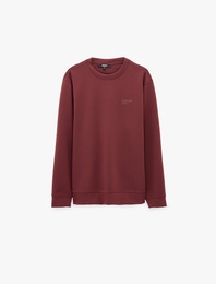 Üç İplik Şardonlu Uzun Kollu Bisiklet Yaka Baskılı Sweatshirt