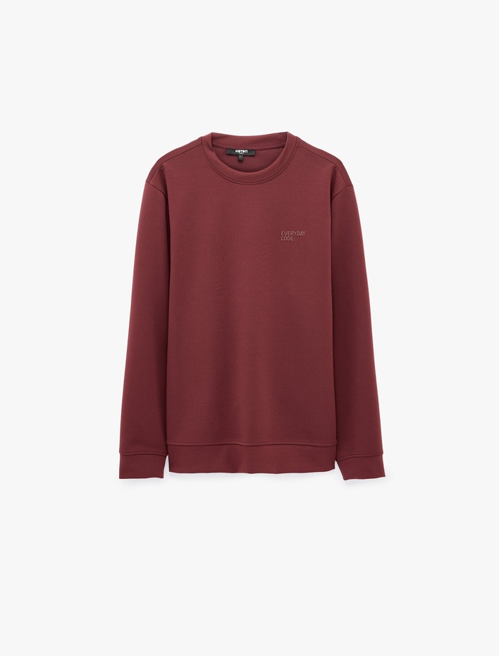  Üç İplik Şardonlu Uzun Kollu Bisiklet Yaka Baskılı Sweatshirt
