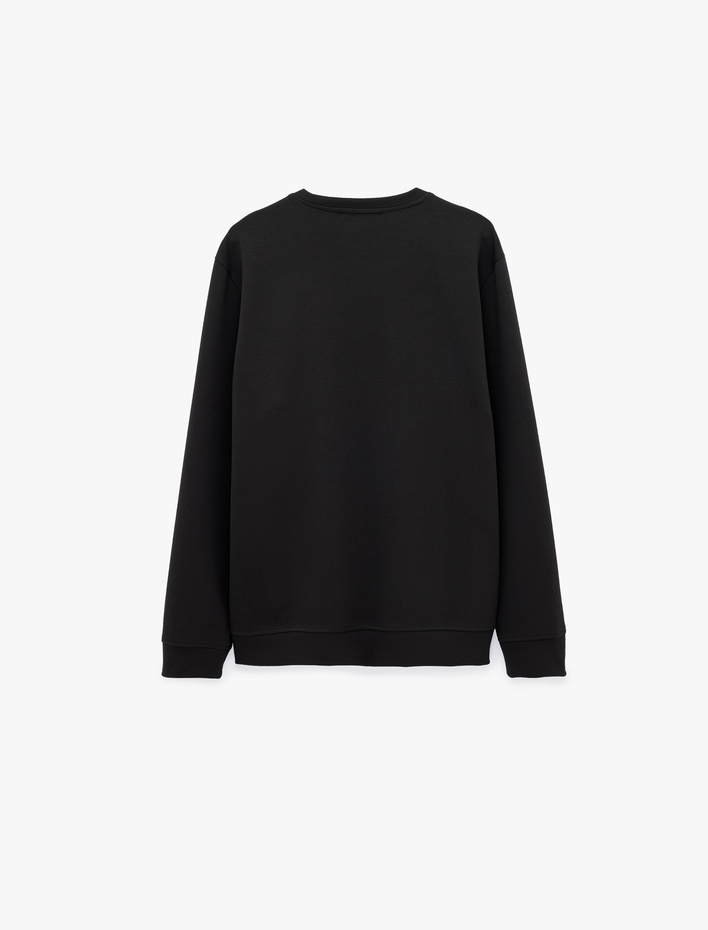  Üç İplik Şardonlu Uzun Kollu Bisiklet Yaka Baskılı Sweatshirt