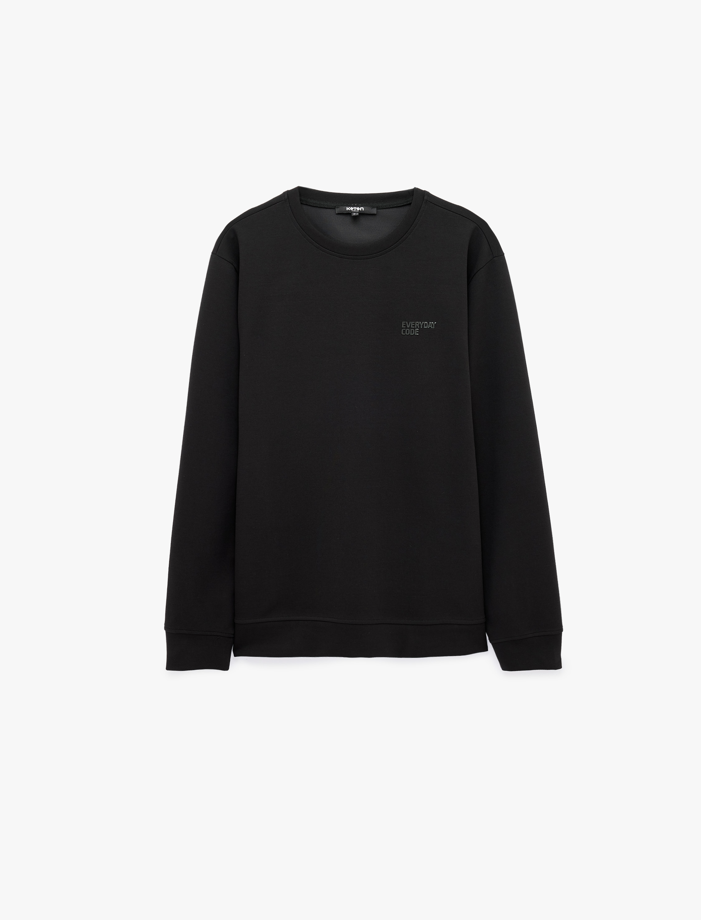   Üç İplik Şardonlu Uzun Kollu Bisiklet Yaka Baskılı Sweatshirt