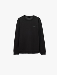 Üç İplik Şardonlu Uzun Kollu Bisiklet Yaka Baskılı Sweatshirt