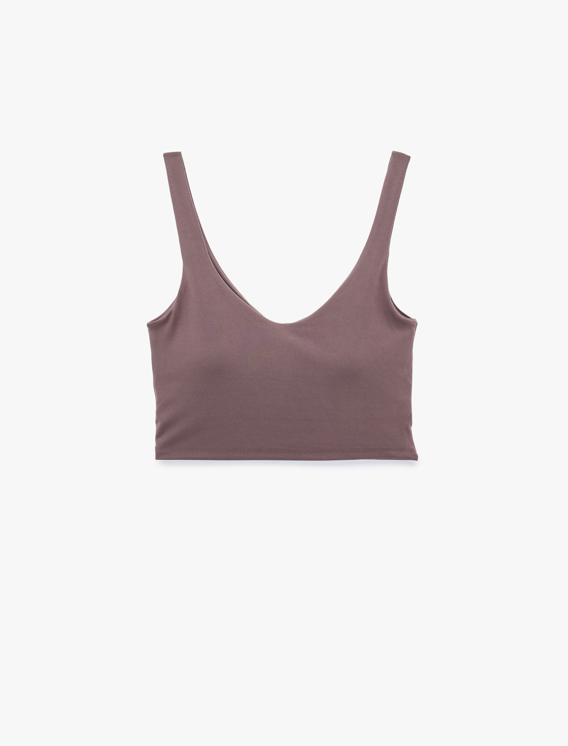   Slim Fit Kolsuz V Yaka Kaplı Sporcu Sütyeni