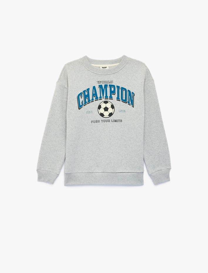 Erkek Çocuk Uzun Kollu Bisiklet Yaka Şardonlu Baskılı Sweatshirt