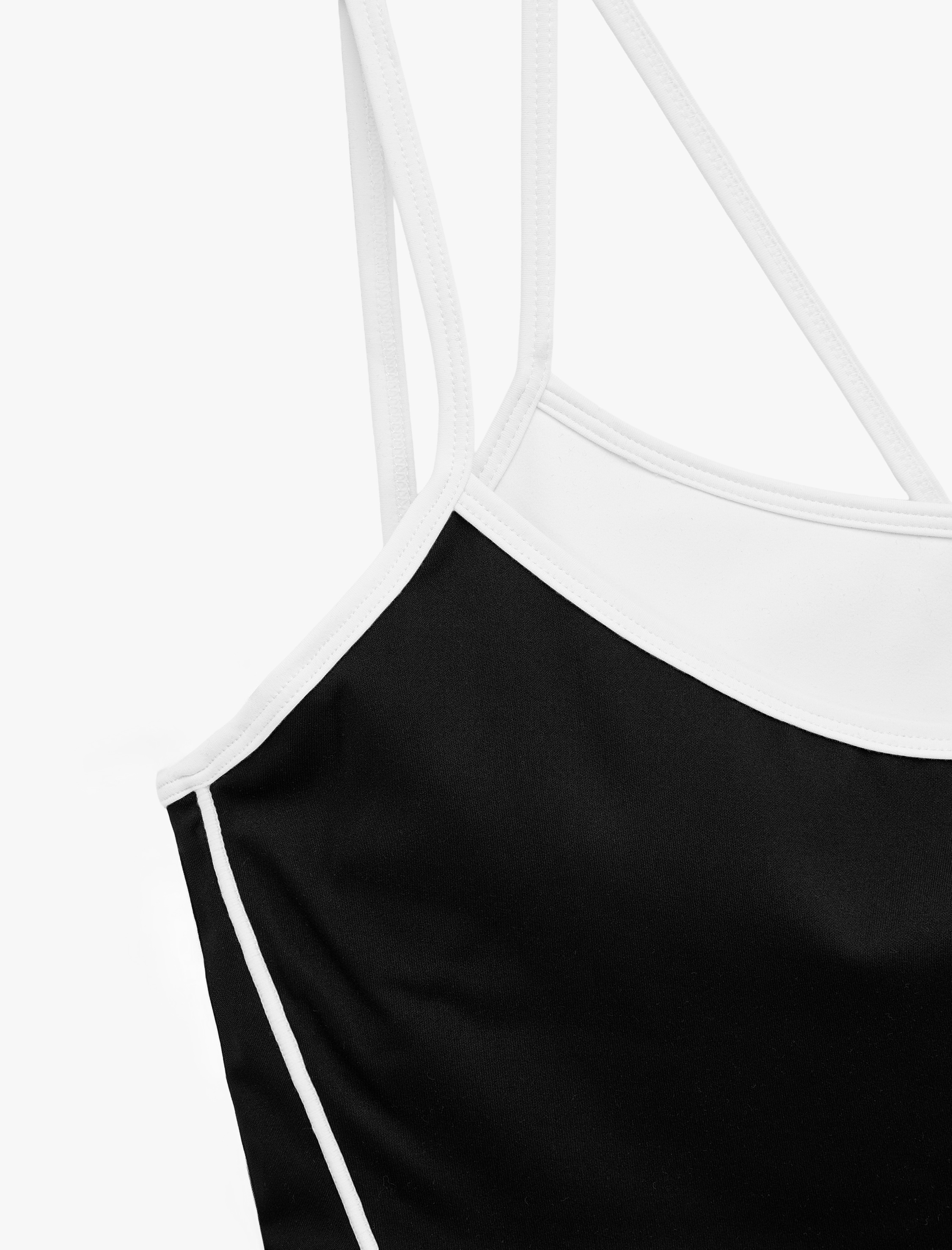  Slim Fit Katlı İp Askılı Biyeli Kolsuz Spor Atlet