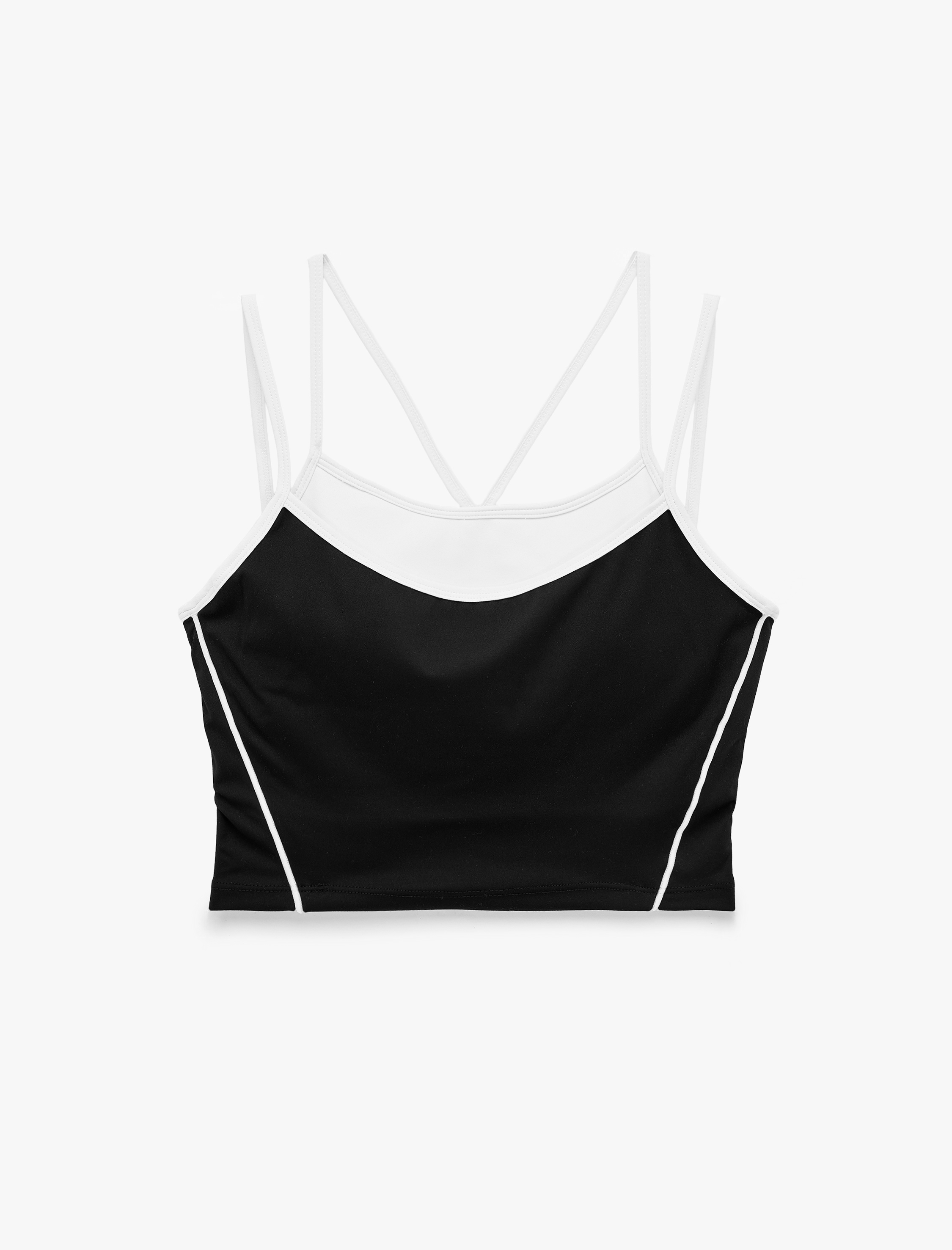   Slim Fit Katlı İp Askılı Biyeli Kolsuz Spor Atlet