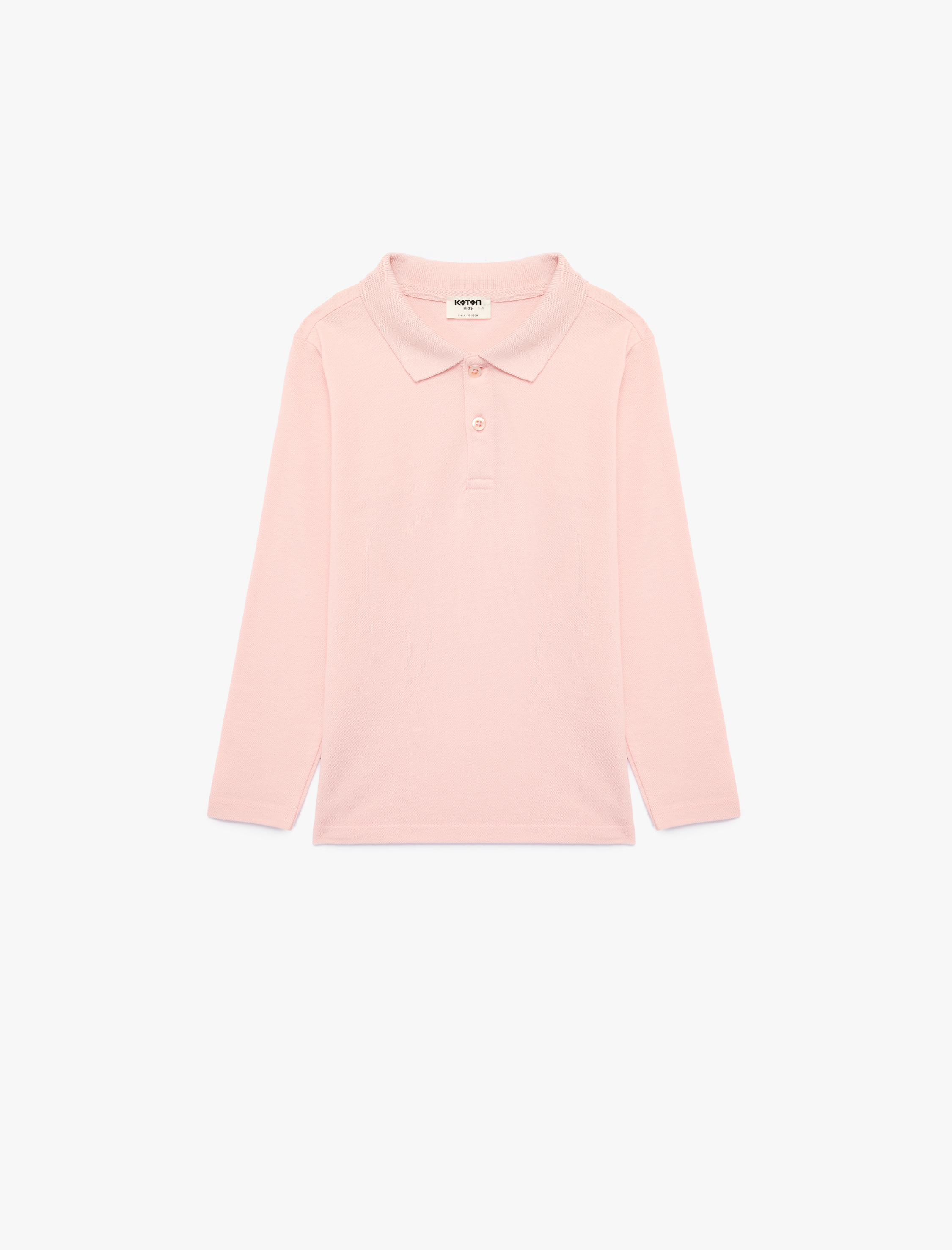  Kız Çocuk Uzun Kollu Pamuklu Basic Polo Yaka Tişört