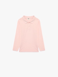 Uzun Kollu Pamuklu Basic Polo Yaka Tişört