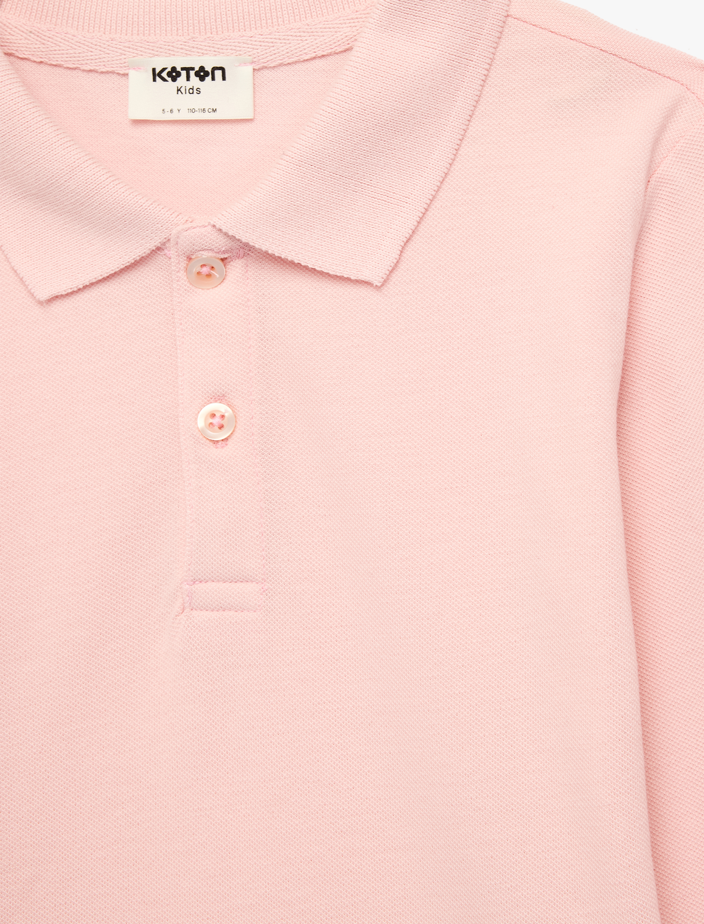  Kız Çocuk Uzun Kollu Pamuklu Basic Polo Yaka Tişört