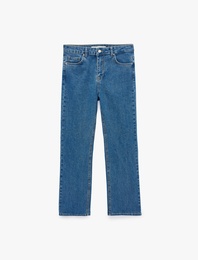 Pamuklu Dar Kesim Cepli İspanyol Paça Denim Pantolon - Flare Jeans