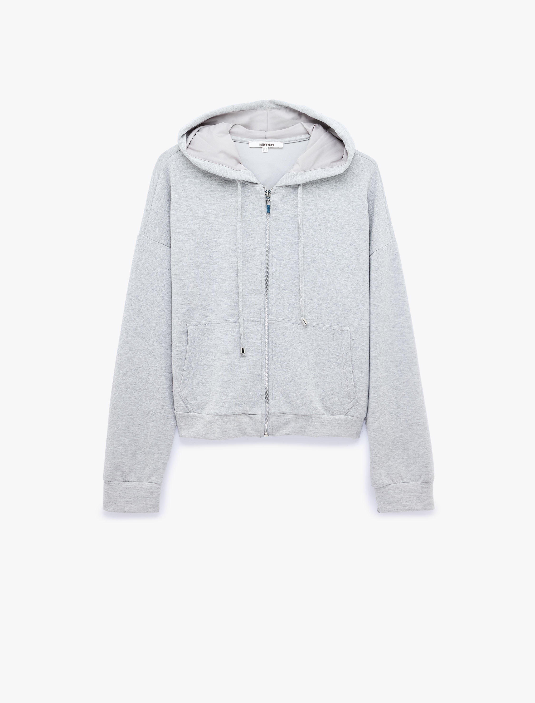   Kapüşonlu Fermuarlı Kanguru Cepli Boxy Modal Sweatshirt