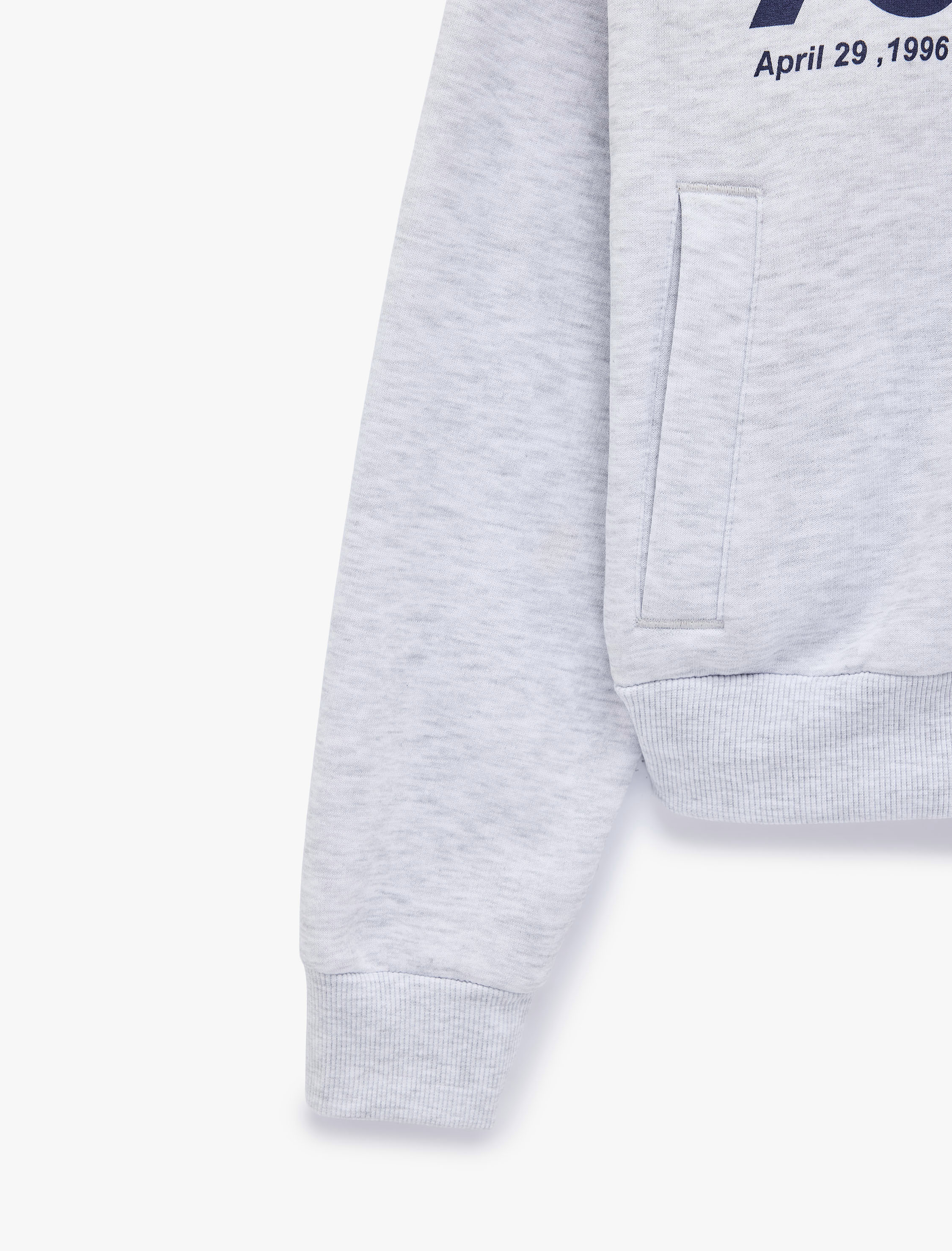   Şardonlu Klasik Yaka Fermuarlı Cepli Arkası Baskılı Sweatshirt