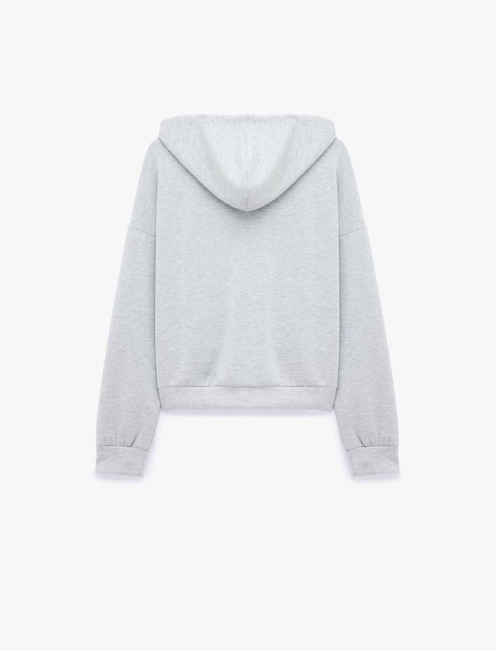  Kapüşonlu Fermuarlı Kanguru Cepli Boxy Modal Sweatshirt