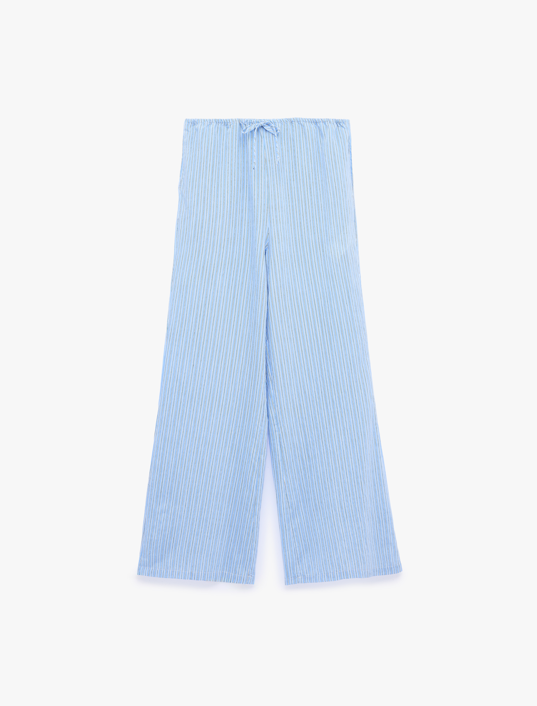   Rahat Kalıp Beli Bağcıklı Viskon Çizgili Pijama Altı