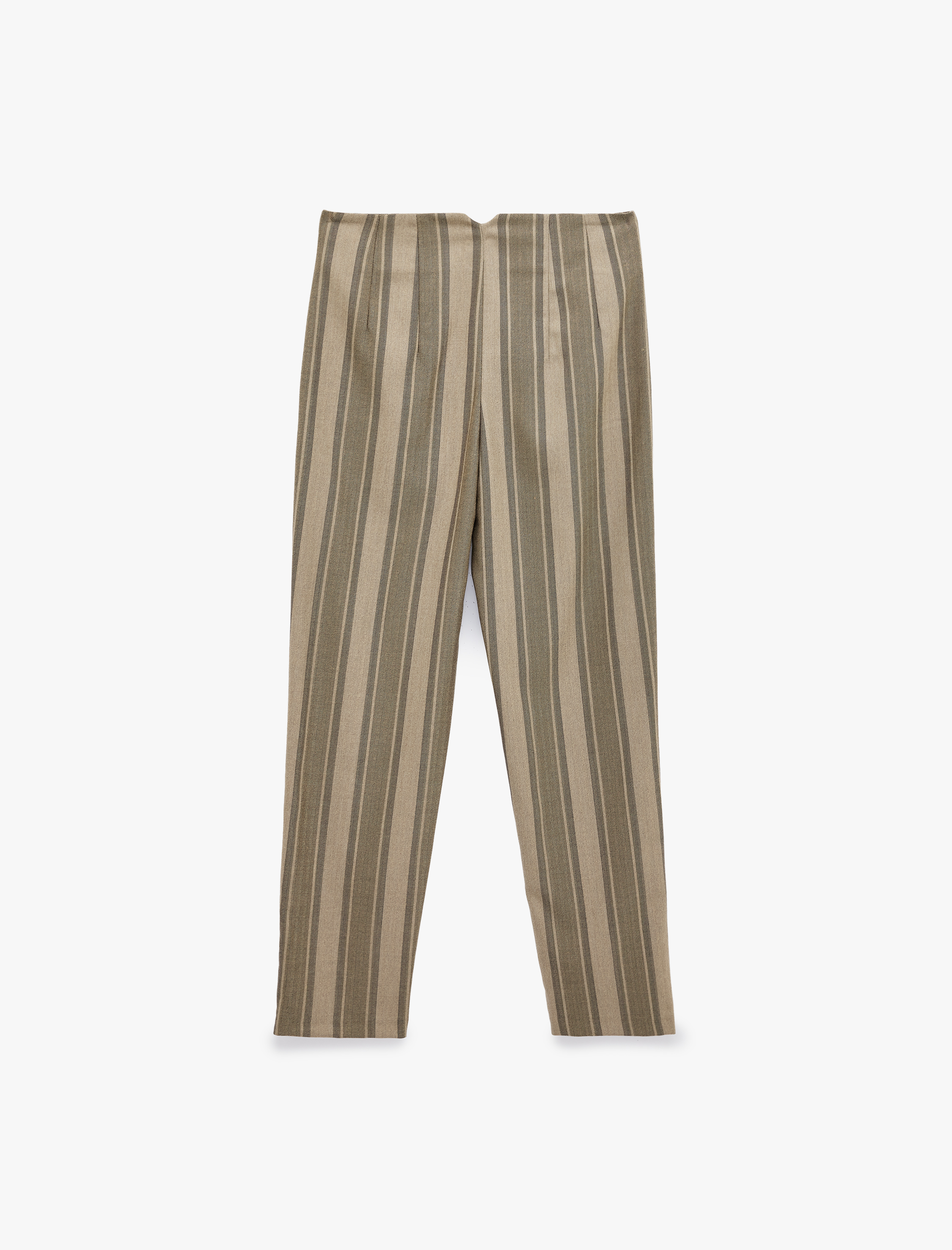   Ekstra Yüksek Bel Slim Fit Cepli Çizgili Pantolon