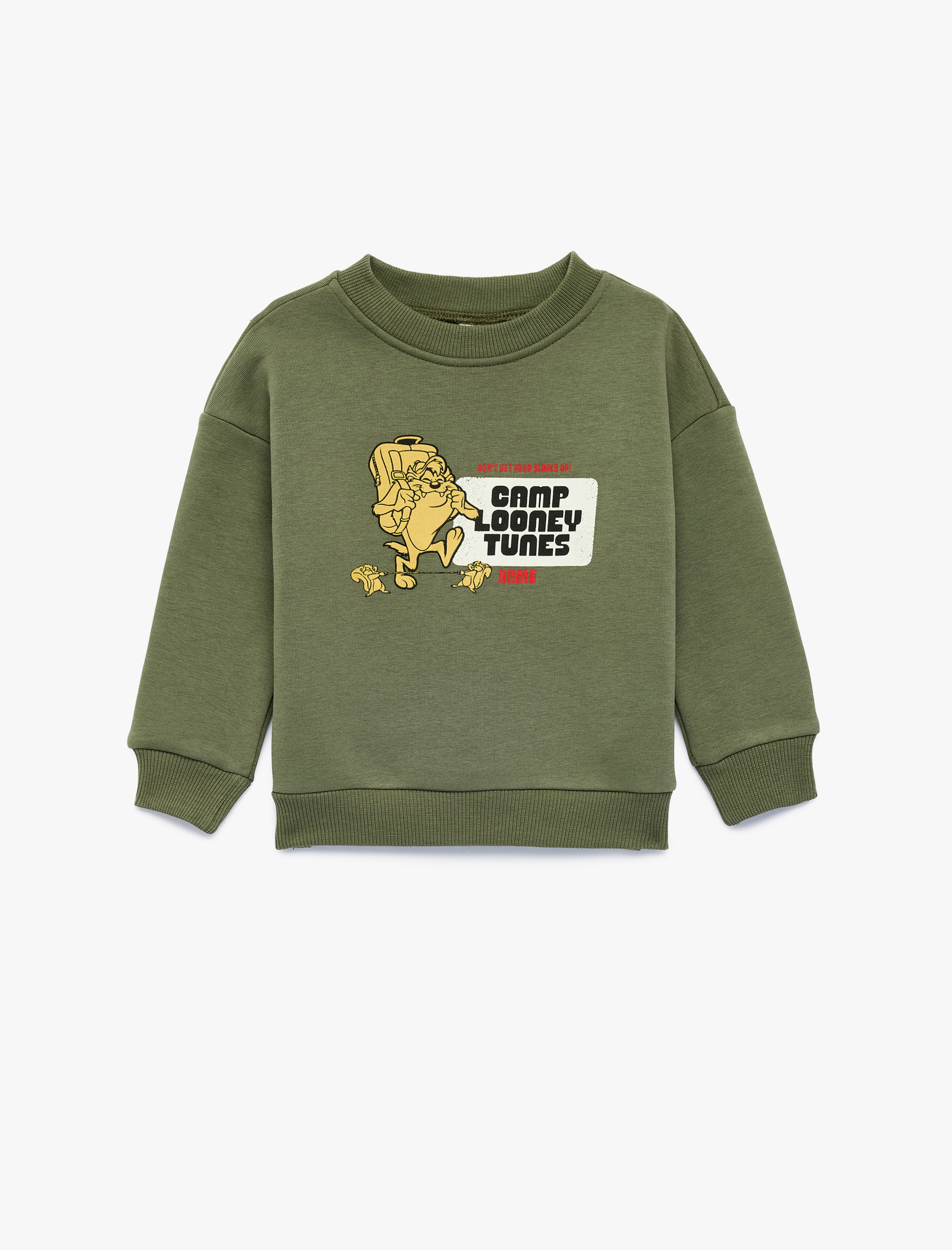  Erkek Bebek Looney Tunes Baskılı Pamuklu Şardonlu Bisiklet Yaka Uzun Kollu Lisanslı Sweatshirt