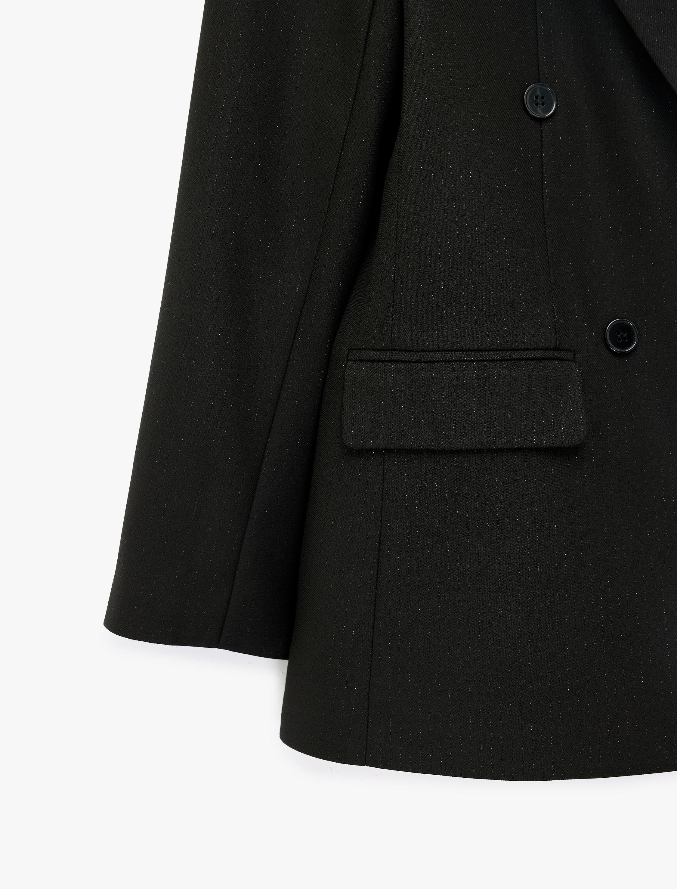   Uzun Kollu Cepli Düğmeli Oversize Kruvaze Blazer Ceket