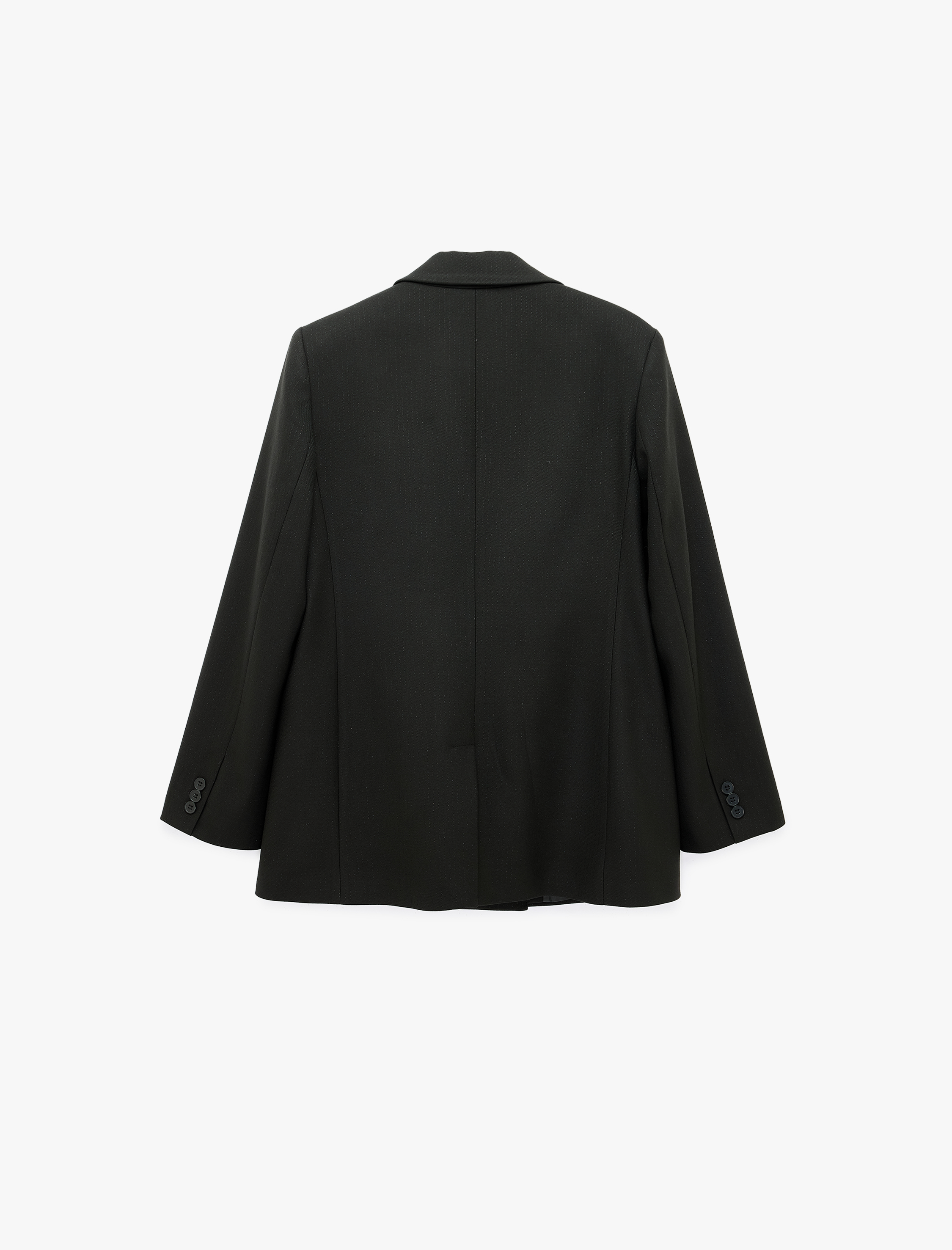   Uzun Kollu Cepli Düğmeli Oversize Kruvaze Blazer Ceket