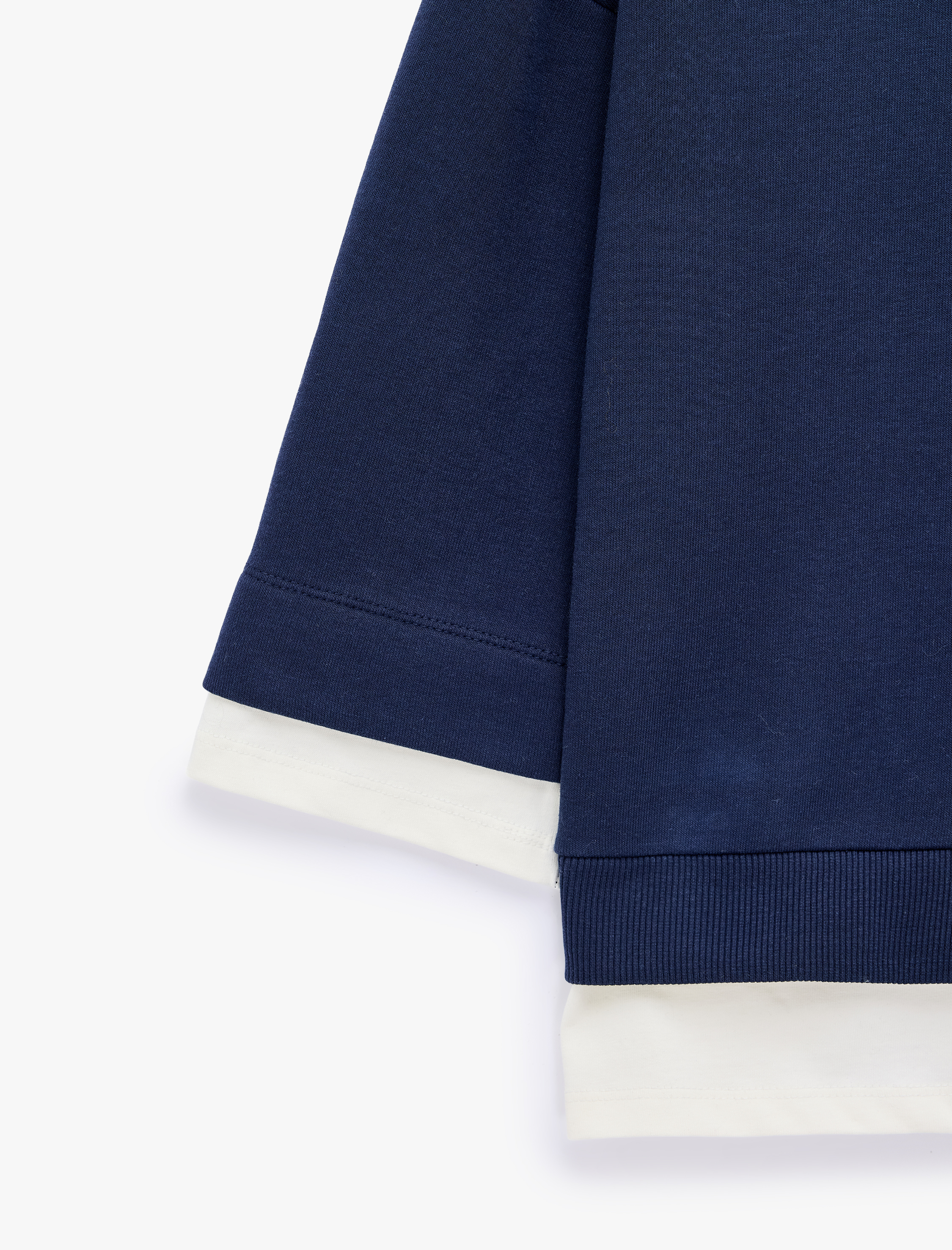   Renk Bloklu Regular Fit Bisiklet Yaka 3/4 Kol Basic Sweatshirt