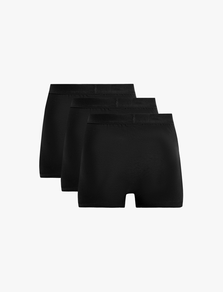  Etiket Detaylı Pamuklu 3'lü Boxer Seti