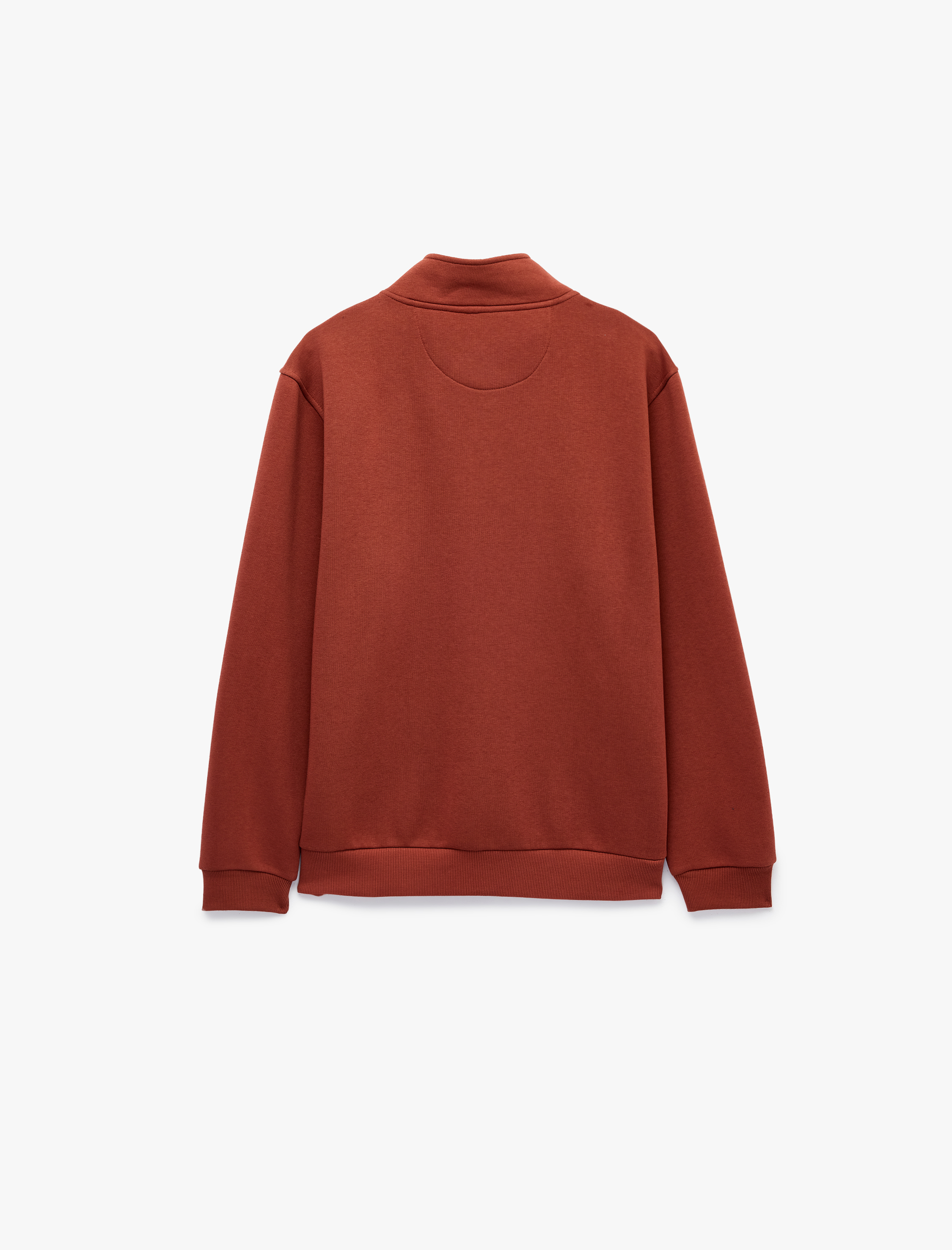   Uzun Kollu Üç İplik Şardonlu Nakışlı Yarım Fermuarlı Sweatshirt