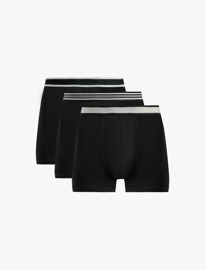  Çizgili Lastikli Pamuklu 3’lü Boxer Seti