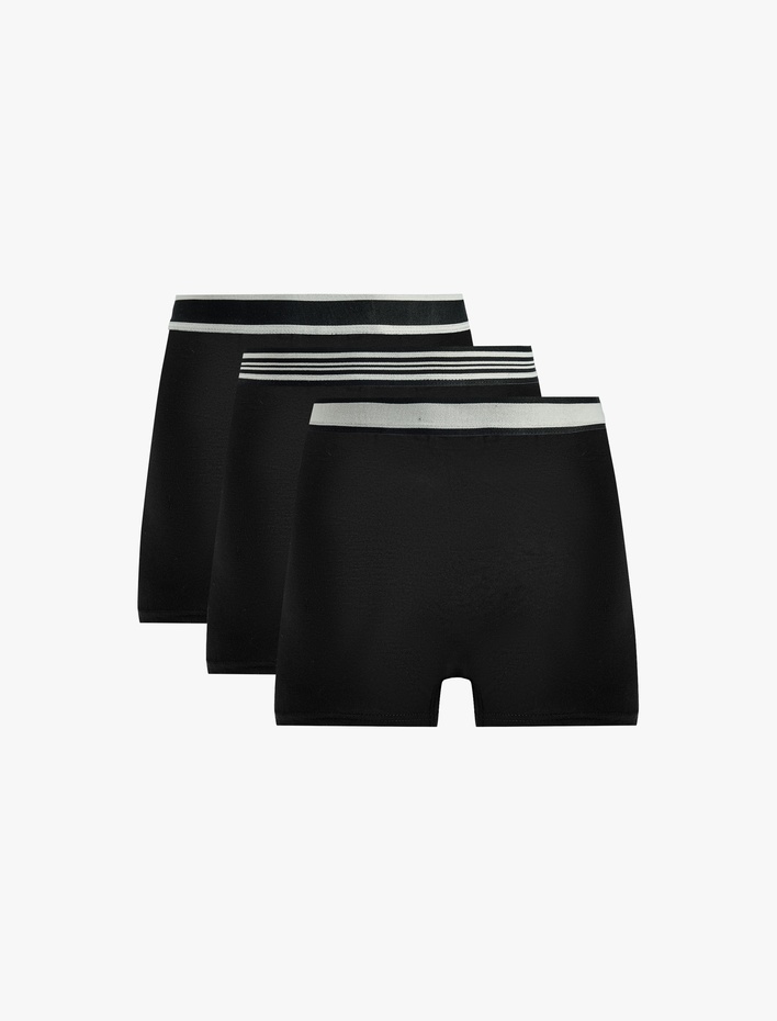  Çizgili Lastikli Pamuklu 3’lü Boxer Seti