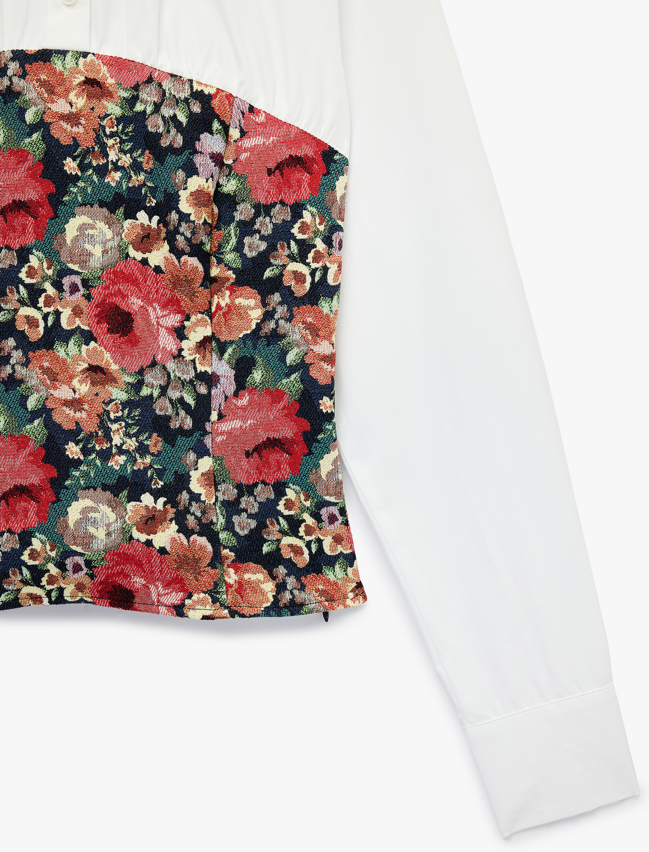   Slim Fit Pamuklu Çiçekli Korse Detaylı Uzun Kollu Klasik Yaka Gömlek