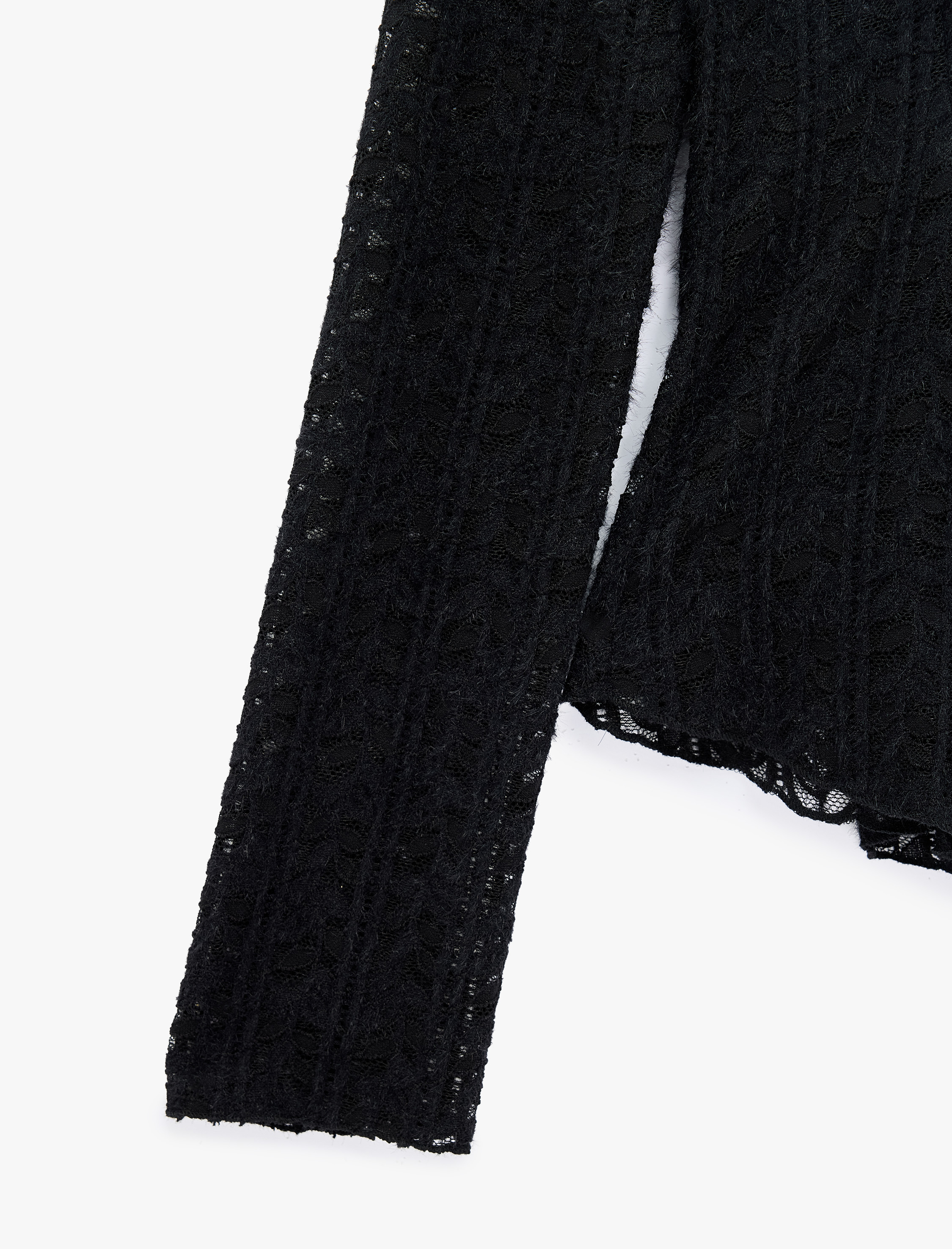   Slim Fit Uzun Kollu Yuvarlak Yaka Peplum Dantel Tişört