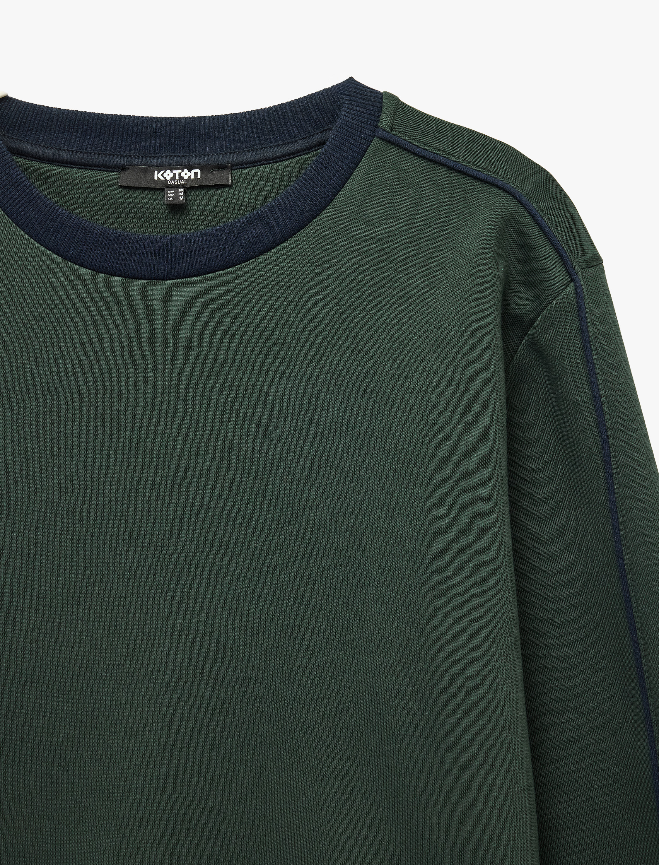   Üç İplik Şardonlu Uzun Kollu Renk Bloklu Bisiklet Yaka Sweatshirt