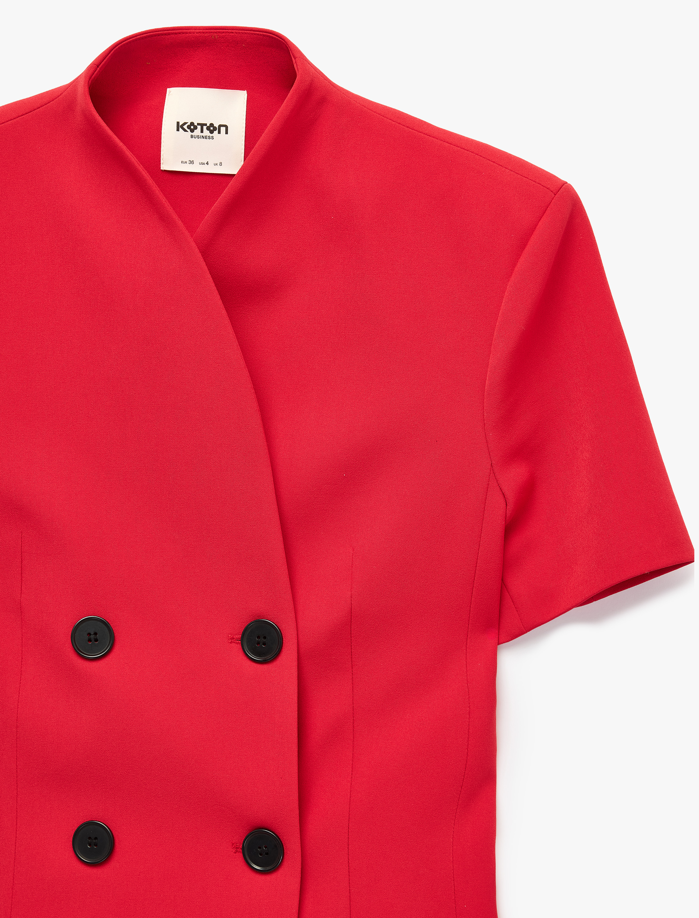   Dikiş Detaylı Düğmeli Kısa Kollu Kruvaze Blazer Ceket