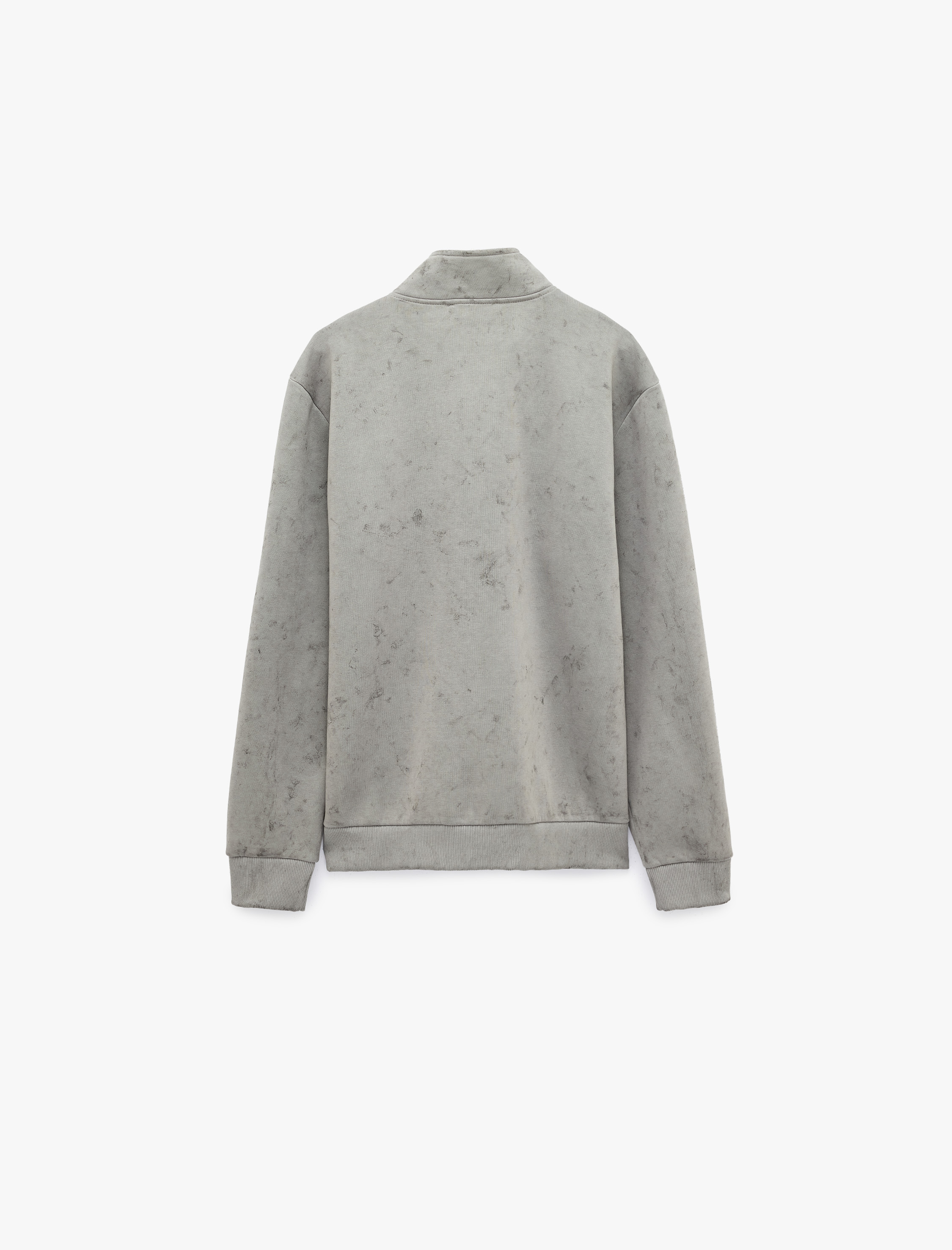   Şardonlu Rahat Kalıp Yıkamalı Uzun Kollu Yarım Fermuarlı Sweatshirt
