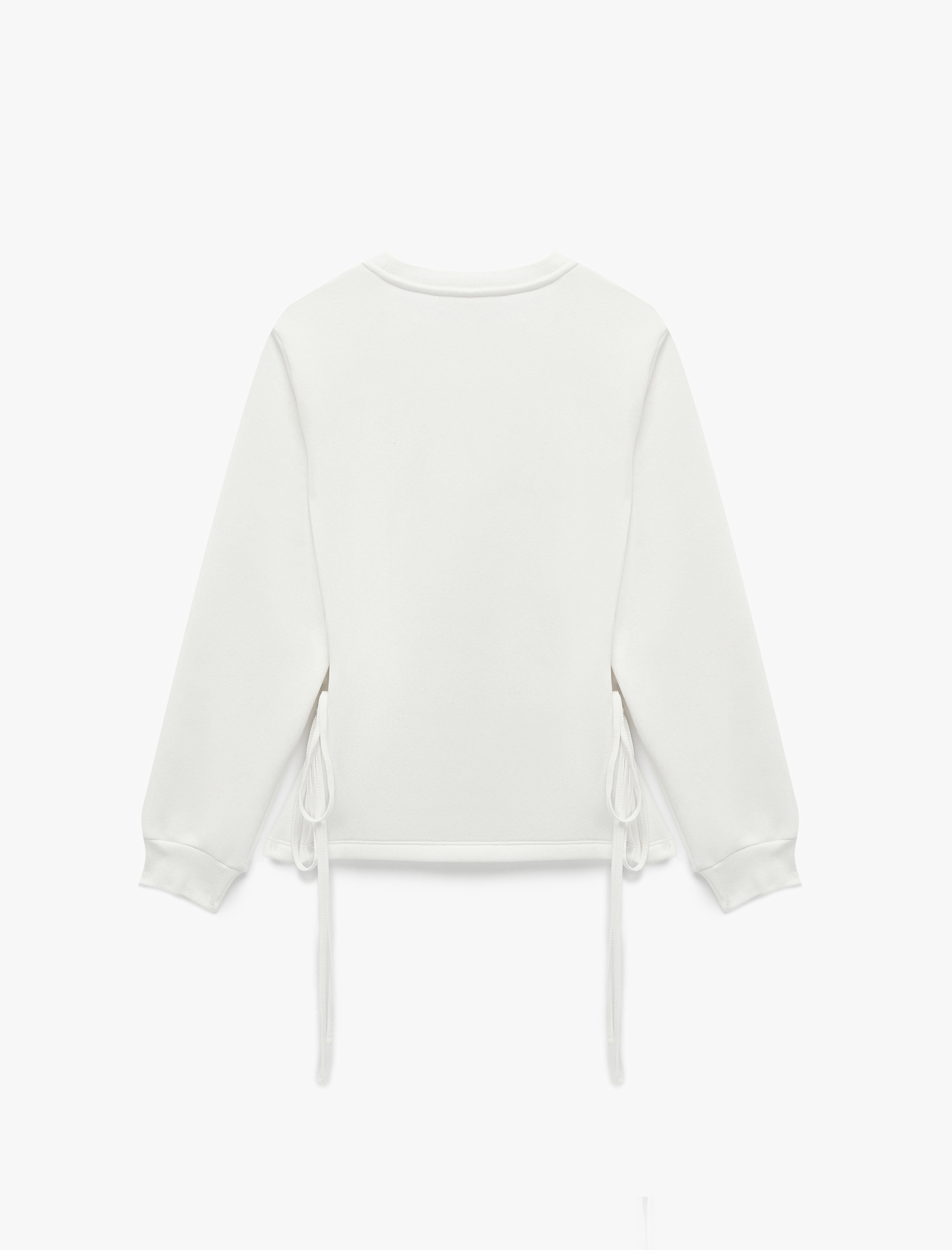   Slim Fit Üç İplik Şardonlu Yanları Bağcıklı Sweatshirt Bisiklet Yaka Uzun Kollu