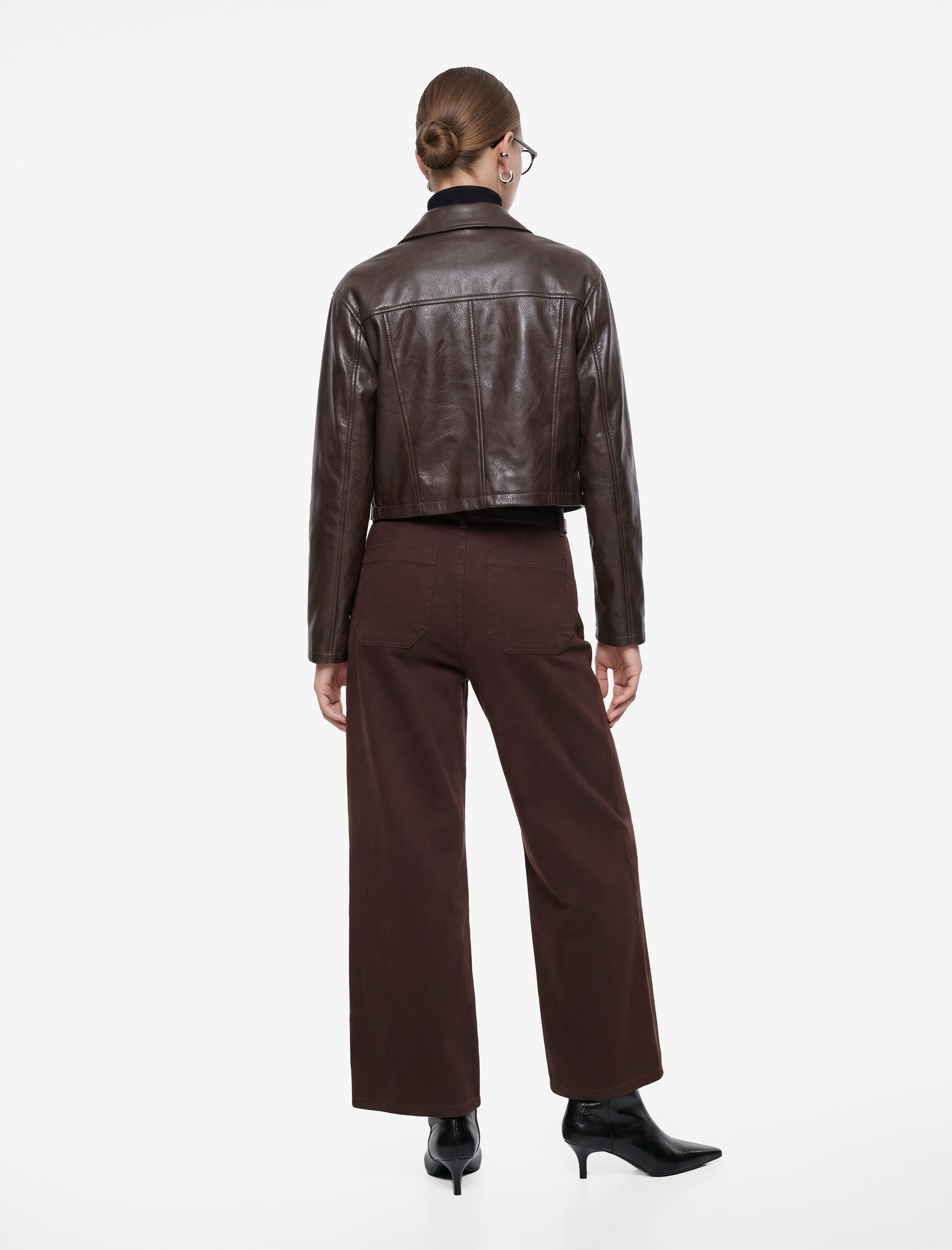   Pamuklu Geniş Paça Kemerli Crop Pantolon - Wide Leg Jeans