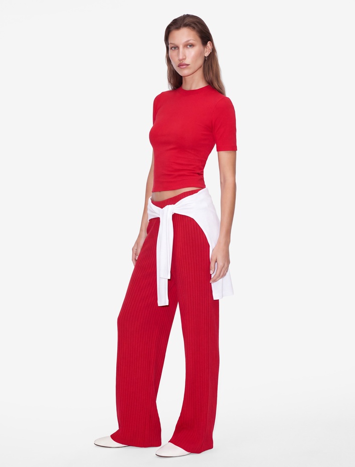 Kaşkorse Kumaş Düz Bol Paça Pantolon