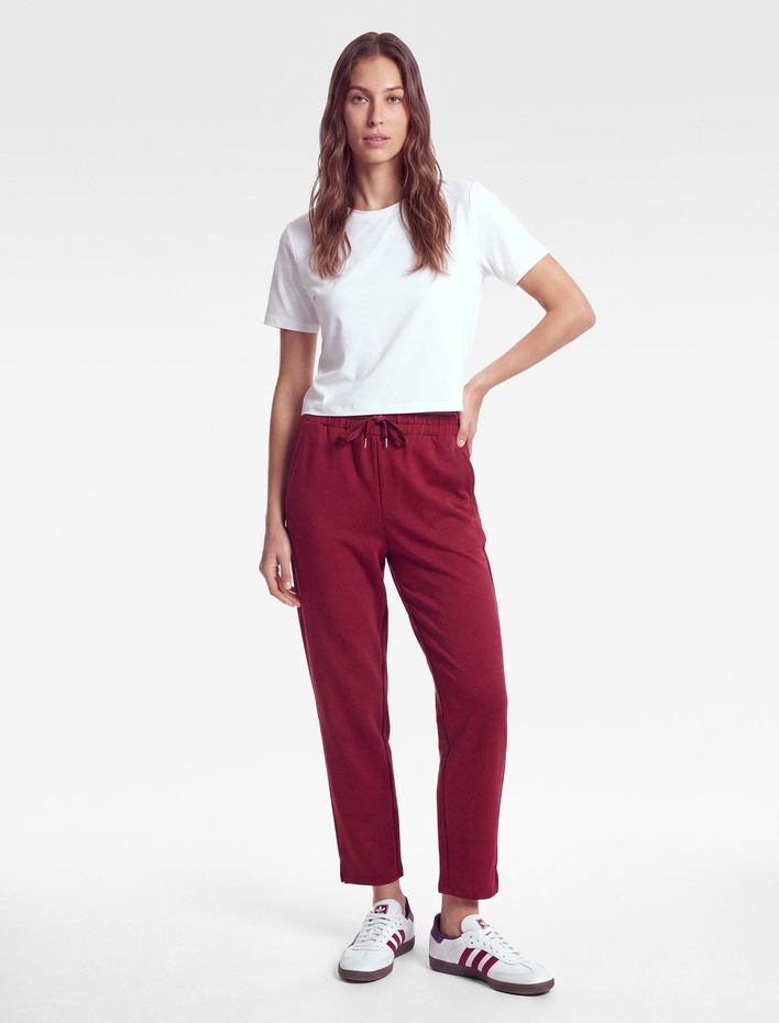  Yüksek Bel Bağcıklı Cepli Modal Kumaş Jogger Spor Eşofman Altı