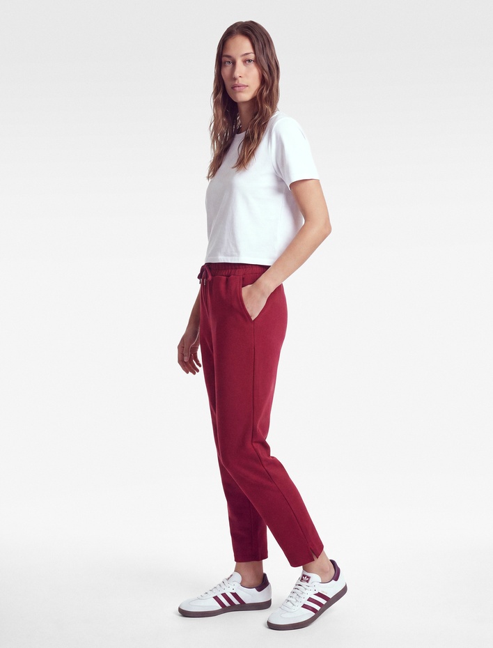  Yüksek Bel Bağcıklı Cepli Modal Kumaş Jogger Spor Eşofman Altı
