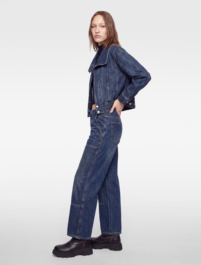  Normal Bel Rahat Kalıp Cepli Pamuklu Carpenter Denim Pantolon